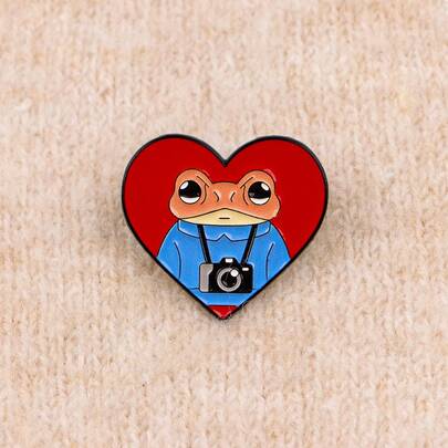 1 pieza Broche de rana, Insignia de solapa de esmalte - Insignia linda para mochilas y ropa
