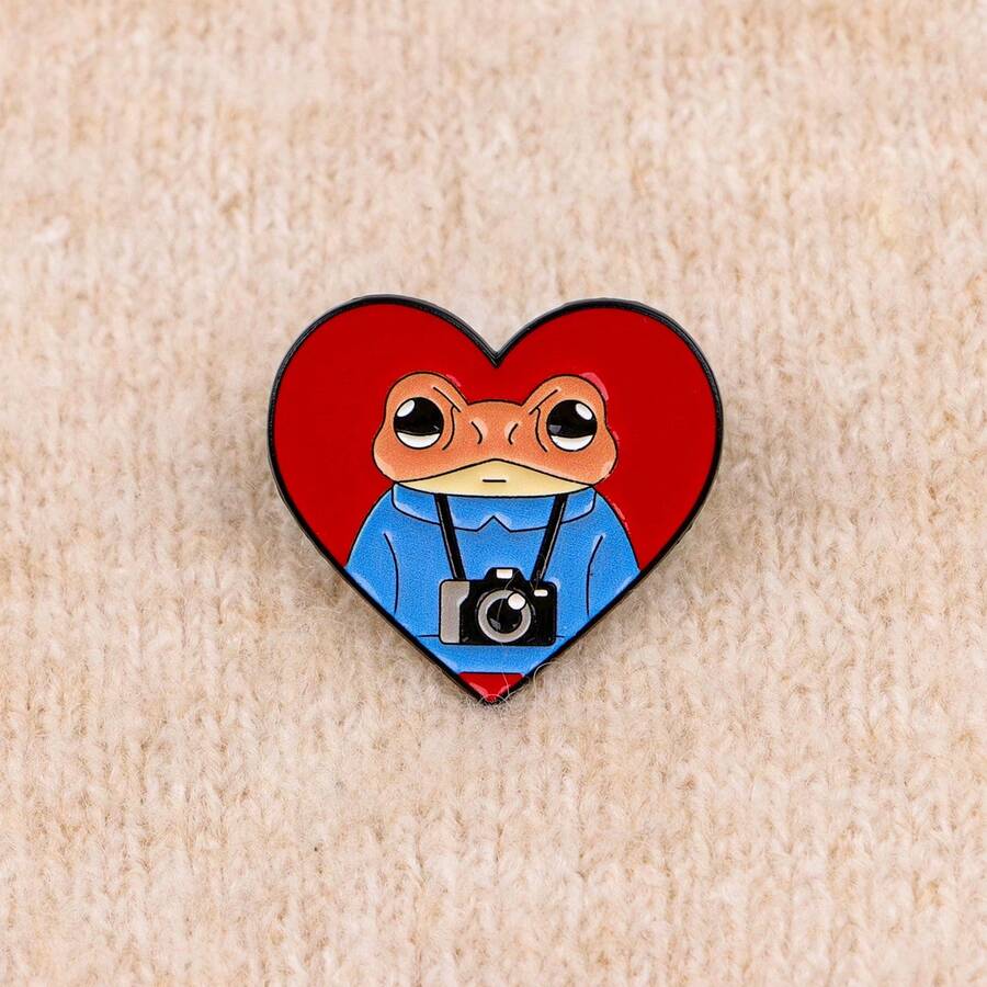 1 pieza Broche de rana, Insignia de solapa de esmalte - Insignia linda para mochilas y ropa