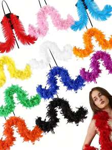 Lenço de Penas, Acessório de Fantasia DIY para Festa, Decoração de Lenço de Penas Multicolorido, Adequado para Festa de Aniversário, Halloween, Natal, Corrida, Chá da Tarde, Véspera de Ano Novo, Concerto, Decoração Doméstica, Casamento de Dança, Apresentação no Palco, Fantasia de Carnaval e Acessórios - Multicolorido - Visão 7