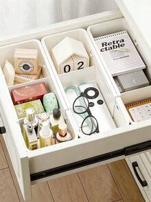 1pc Adjustable Drawer Organizer, Expandable Drawer Divider, Multi-Purpose Storage Box Suitable For Kitchen Utensils, Office Supplies, Bathroom Cosmetics, Bedroom Essentials - White - View 7