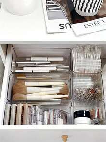1pc Drawer Organizer, Cosmetic Organizer, Desktop Divider Organizer, Stylish Dressing Table Organizer, Suitable For Storing Cosmetics, Office Supplies And Miscellaneous Items/Storage & Organization > Storage Boxes & Bottles & Jars > Desktop Storage & Display Boxes/Kitchen Accessories/Bathroom Accessories/Room Decor/Home Deccorholiday Essential/Storage - Multicolor - View 6