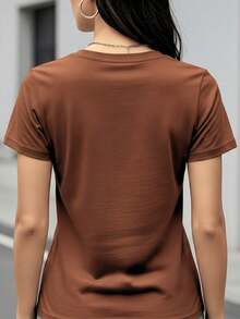 Camiseta Blusa Feminina Pizza Vinho Itália Estilosa 100% Algodão  Promoção - Marrom - Visão 3