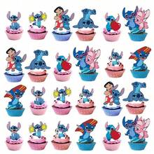 Disney Bộ trang trí tiệc sinh nhật chủ đề Stitch, trang trí màu xanh dương và hồng lấy cảm hứng từ Lilo và Stitch, phụ kiện trang trí bàn tráng miệng tiệc sinh nhật, tiệc sinh nhật theo chủ đề. - Nhiều màu - Xem 3