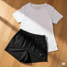 Women's 3-Piece Gym Kit: 2 Dry Fit T-Shirts + Comfortable Tactel Shorts - Women's 3-Piece Fitness Set With 2 Dry Fit Tops + Lightweight Shorts - E套件 - 查看 2