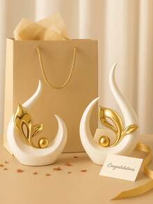 White With Gold/Silver Home Decor, Medieval Modern Style Decorative Tabletop Decor, Abstract Art Sculpture And Figurine Decor For Tabletop, Bookshelf, Resin Decorative Items, Ideal For Mother's Day Gift And Wedding Decoration - Multicolor - View 5