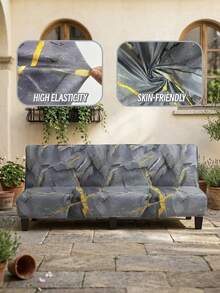 1 tấm bọc ghế sofa giường gấp không tay vịn in họa tiết đá cẩm thạch xám, kiểu dáng hiện đại, chống bụi, độ co giãn cao, có thể tháo rời và giặt được, thích hợp cho phòng khách, phòng ăn, phòng ngủ vào mùa hè. - Nhiều màu - Xem 11