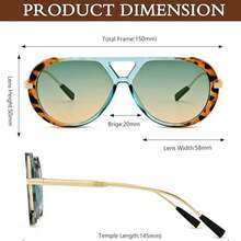 1pc Oversized Aviator For Women Men Retro Double Bridge Metal Aviators For Women ,Large Big Double Beam Designer Fashion Vintage Shades Retro - 藍卡色 - 查看 6