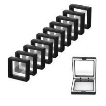 1 pieza Caja de exhibición de joyería pequeña con efecto flotante 3D, plástico ABS transparente negro/blanco, regalo DIY a prueba de polvo y a prueba de agua - Multicolor - Ver 2