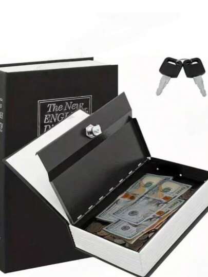 1pc Black/Blue/Red Book Shaped Hidden Secret Storage Box, Home English Dictionary Money Box With Key Lock, Piggy Bank, Jewelry, Passport Holder, 18.5 * 12 * 5.5cm/7.28 * 4.72 * 2.16 Inch