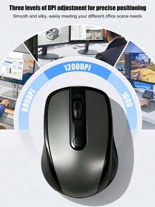 2.4G无线鼠标，银黑撞色设计，电池供电无需充电，符合人体工学，握感舒适，DPI可调，适用于办公室、家庭、笔记本电脑和台式电脑。 - 查看 3