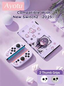 Ayotu Anime Girl Theme Switch Protective Case, Suitable For New Switch 2 (2025)/Switch NS/Switch OLED, Can Be Installed On The Dock Without Removing The Protective Case, Universal Game Controller Protective Cover, Comes With 2 Joystick Caps, Switch Game Accessories, Anti-Fall And Anti-Scratch, Spring Romance/Back To School Gift/Valentine's Day Gift - View 8