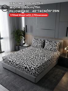 2/3件套印花床上用品套装（1件床单+1/2个枕套，不含枕芯），亲肤舒适床垫保护套，印花图案床垫罩，柔软透气，适用于标准双人床/加大双人床/特大双人床，可机洗，家居装饰，卧室装饰，通过Oeko-Tex认证 - 彩色 - 查看 34