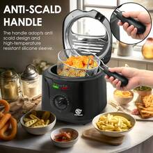 SUPERLEX 2-Liter Electric Deep Fryer, 2000W Multi-Function Fryer, Stainless Steel Non-Stick Coating Frying Basket Is Easy To Clean, Multi-Mode Temperature Function, Designed For Home Kitchens, Can Be Used For Frying Chicken, French Fries, Grilling - Ver 6