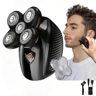 Men's Rechargeable Electric Shaver, A Multi-Functional Grooming Tool Suitable For Bald Heads And Beards, Gently Cares For Sensitive Skin, Features A Portable Design, Fast Charging, Precise Trimming, And Professional-Grade Grooming, Perfect For Home,