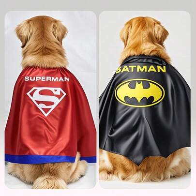 Miniso DC Batman / Superman Pet Cloak,Exquisite Pattern Print, Perfect For Daily/Party Wear,Wonderful Birthday Gift, Polyester Material(1 PC)