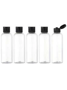 1/5pcs 75ml Refillable Transparent Plastic Bottles With Flip Cap, Portable Squeeze Travel Size Shampoo/Conditioner Containers - Clear - View 6