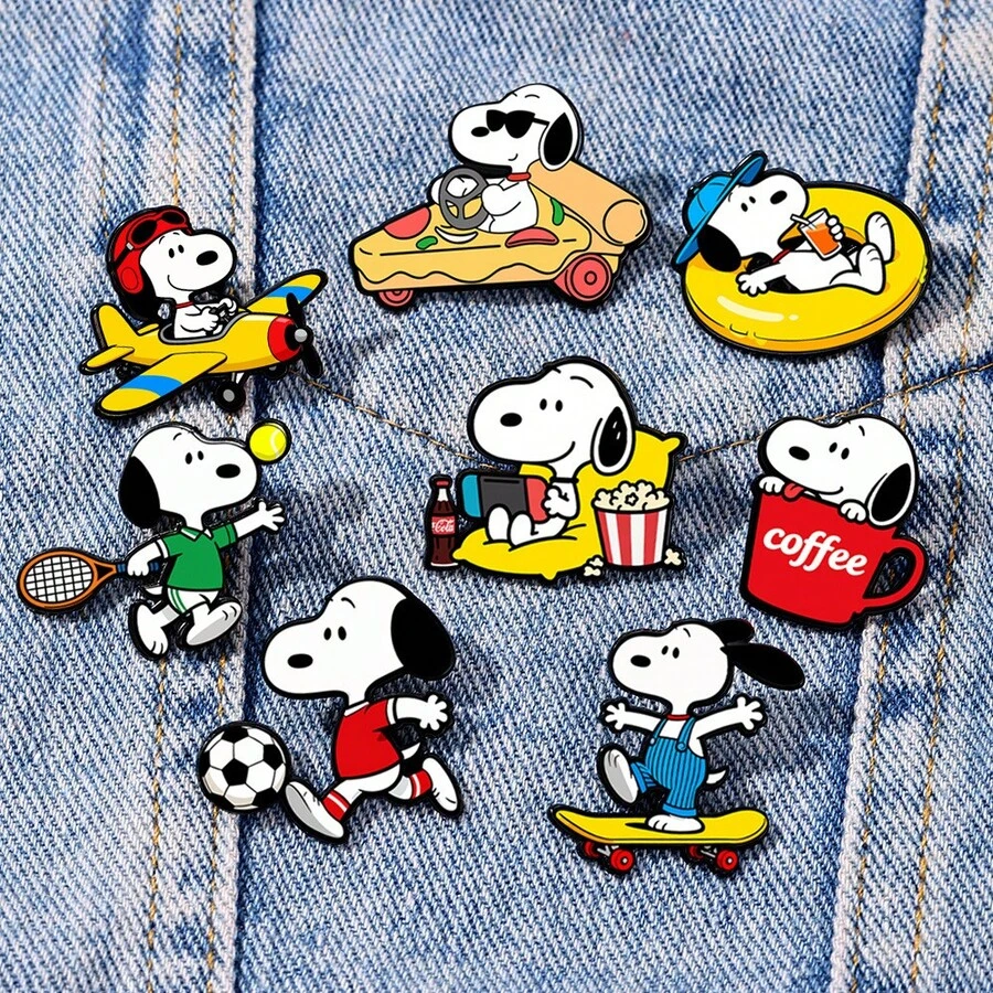 SNOOPY 1件珐琅徽章套装，可爱卡通领章，是返校节、万圣节、圣诞节和生日送给爱好者的完美礼物。 - 彩色 - 查看 1