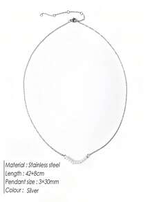 1件精致金色不锈钢迷你珍珠微笑条形项链，简约珍珠吊坠项链，适合女性日常办公婚礼佩戴 - 珍珠項鍊 - 查看 5