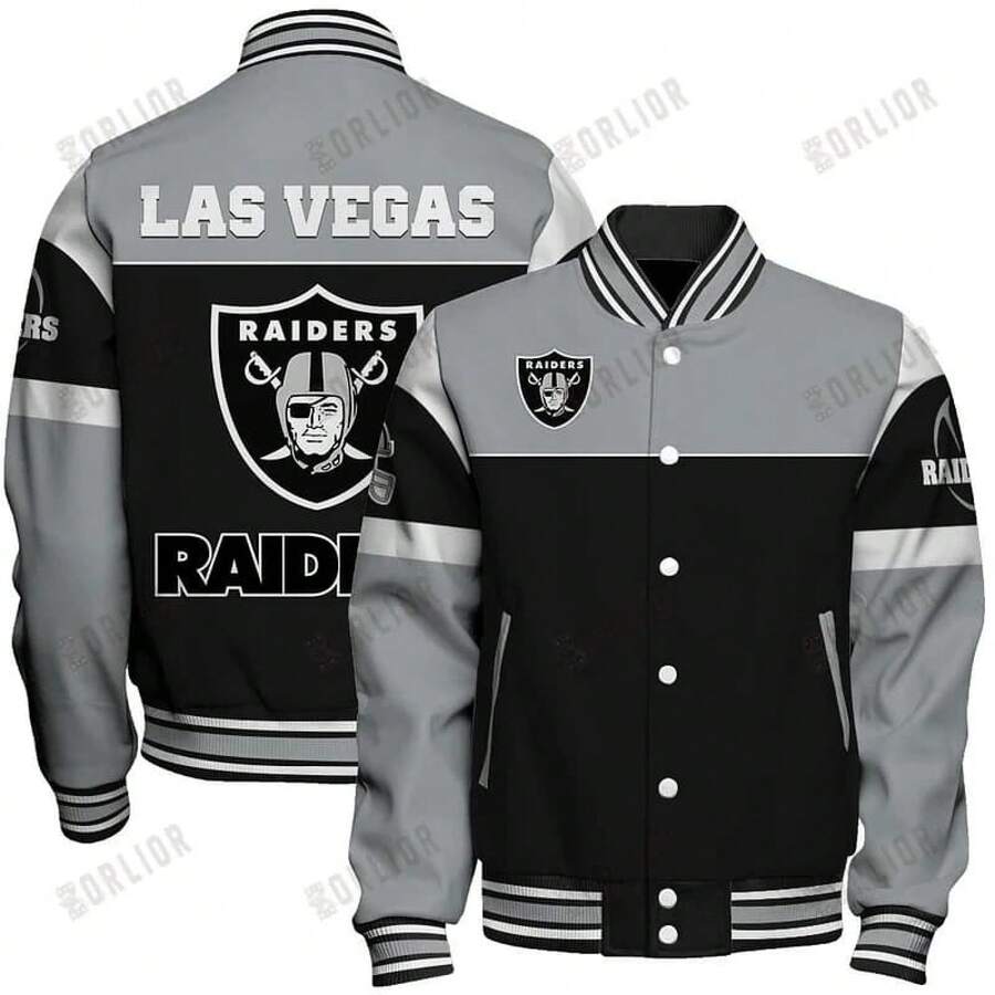 N-F-L Las Veg-As Rai-Ders   Nat-Onal Football Conference Unisex Varsity Jacket -3 - Mixed Colors - View 1