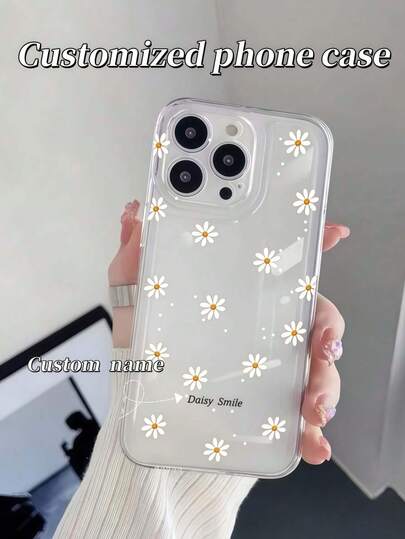1 Stück individuell gestaltete Chrysanthemen Hintergrund Handyhülle, individuell gestaltbare Schriftart Handyhülle, DIY Design transparente kratzfeste Linse Schutzhülle, geeignet als Geschenk zu Valentinstag, Geburtstag, Muttertag, Vatertag, für Freunde, geeignet für iPhone 11/12/13/14/15/16/16 Pro/16 Plus/16 Pro Max/iPhone17 Pro Max/17 Air und andere Modelle