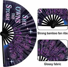 Large Black Snake Print Folding Hand Fan Loud Clack Rave Festival Club Party Accessory Stylish Dance Statement Fan - rắn - Xem 5