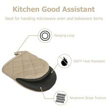 4-Piece Heat Resistant Silicone Mini Oven Mitts & Pot Holders Set - 500℉ High Temp Protection, Non-Slip Kitchen Gloves With Hanging Loop For Baking, Grilling & BBQ | Perfect Grip, Total Protection, Machine Washable - milk coffee color - View 7