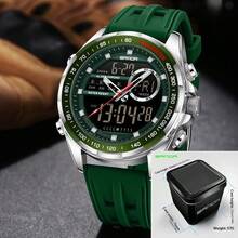 SANDA. SANDA Men's Casual Sports Dual Display Electronic Watch, Featuring Non-Detachable Silicone Strap, Dual Display Dial Design - Silver - View 1