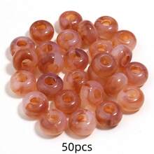 50pcs 14mm Acrylic Bicolor Faux Jade Large Hole Beads, DIY Jewelry Accessories, Phone Straps, Bag Decor, Wholesale - Two-tone Gradient Style - View 18