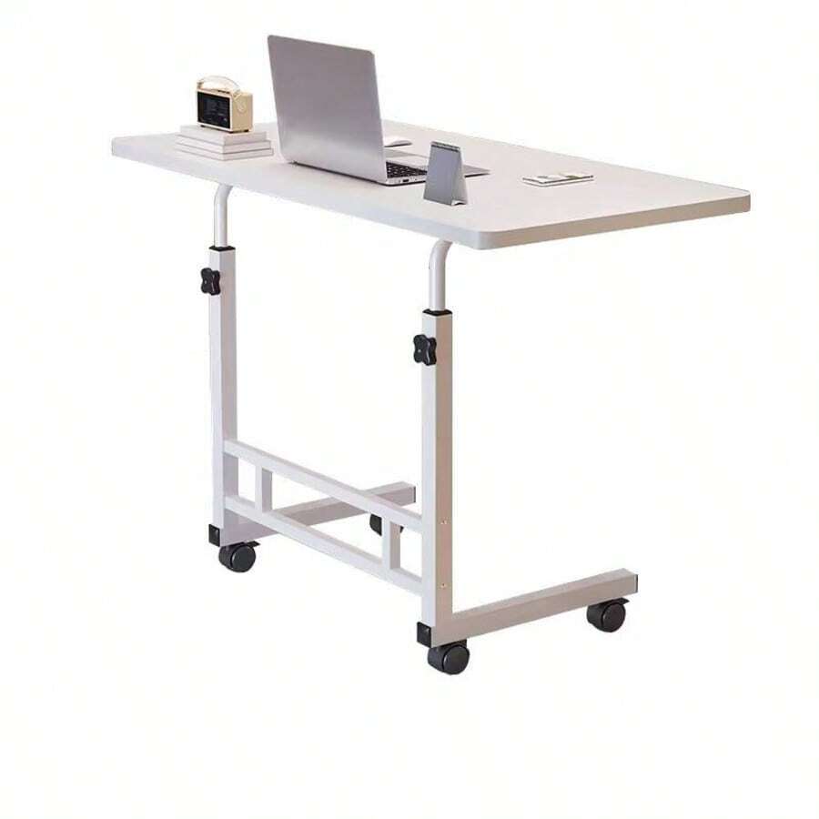Mobile Height-Adjustable Office Desks, Multi-Functional Bedside Tables, Simple Student Desks, Small Study Desks For Bedrooms And Dormitories, Portable Mobile Tables With Wheels, Laptop Desks, Study Desks, Desktop Workstations, Home Office Furniture. - Single layer - white - 查看 1