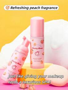 OEIEZ Peach Scented Makeup Sponge Cleansing Mousse, Deep Cleansing Makeup Sponge Cleanser, Gentle Brush Shampoo Suitable For Makeup Sponges And Puffs, Removes Waterproof Makeup, Cruelty-Free - Pink - View 9