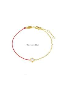 1 chiếc vòng tay bạc S925 kiểu dáng tối giản, phổ biến phong cách Trung Quốc, thiết kế độc đáo kết hợp dây đỏ, thích hợp đeo hàng ngày, quà tặng sinh nhật cho bạn bè. - kim cương - Xem 6