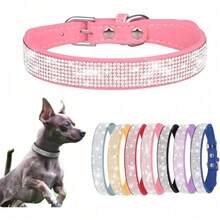 Sparkling Rhinestone Pet Collar, Fancy Diamond Decor Collar For Small Medium Dogs & Cats - 粉色 - 查看 9