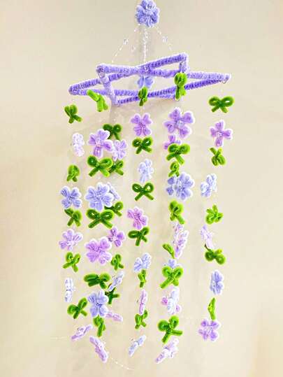 1件优雅人造花风铃，时尚蝴蝶结设计，人造花优雅节日礼物，适合婚礼装饰、室内外悬挂装饰