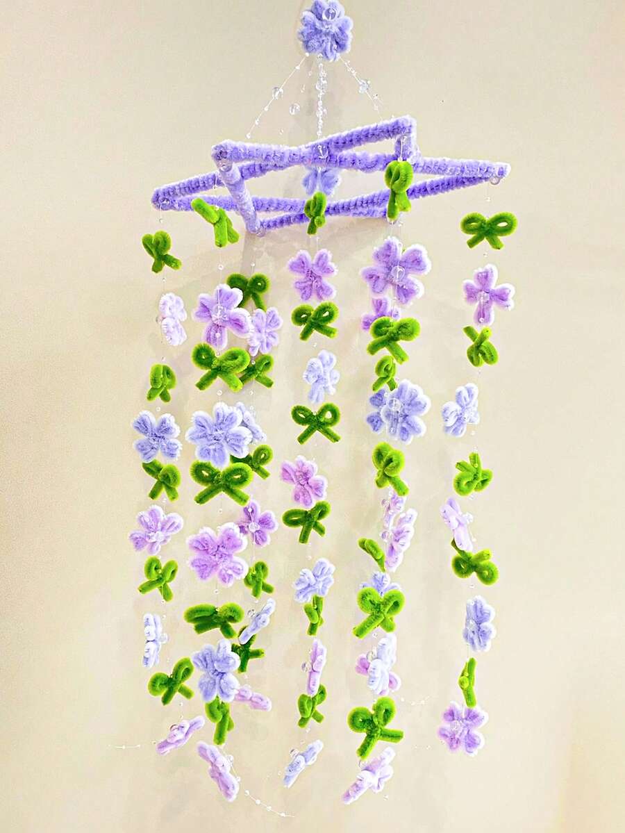 1件优雅人造花风铃，时尚蝴蝶结设计，人造花优雅节日礼物，适合婚礼装饰、室内外悬挂装饰