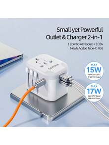 PHILIPS Bộ sạc nhanh 2A1C + bộ chuyển đổi đa năng | Một phích cắm giải quyết mọi nhu cầu du lịch quốc tế của bạn | Phù hợp với Anh, Châu Âu, Mỹ, Úc, Nhật Bản, Hàn Quốc, Singapore và Hồng Kông - Nhiều màu - Xem 2