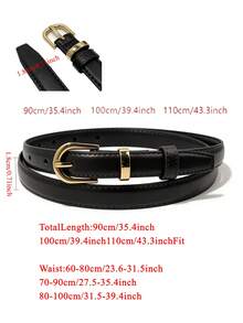 3pcs /2pcs /1pc Solid Color Casual PU Leather Belt, Simple Design, Suitable For Women To Wear In All Seasons: Summer, Campus Autumn, Deep Autumn, And Halloween Christmas Gifts - Multicolor - View 2