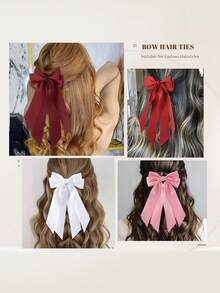 Bộ 6 dây buộc tóc nơ cho bé gái, băng đô không gây hư tổn tóc, phụ kiện tóc ruy băng. - Nhiều màu - Xem 5