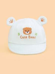 1 pieza Gorra de béisbol para bebé con bordado de oso de dibujos animados, sombrero ligero y transpirable para el sol, adecuado para salidas diarias en primavera/verano para bebés de 6 a 12 meses - Multicolor - Ver 3