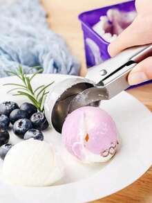 1个，不锈钢多功能冰淇淋勺，水果勺，灵活多功能冰淇淋勺，创意水果西瓜冰淇淋勺，烘焙水果饼干勺，冰淇淋球，西瓜球，舀取勺，简单实用 - 彩色 - 查看 4