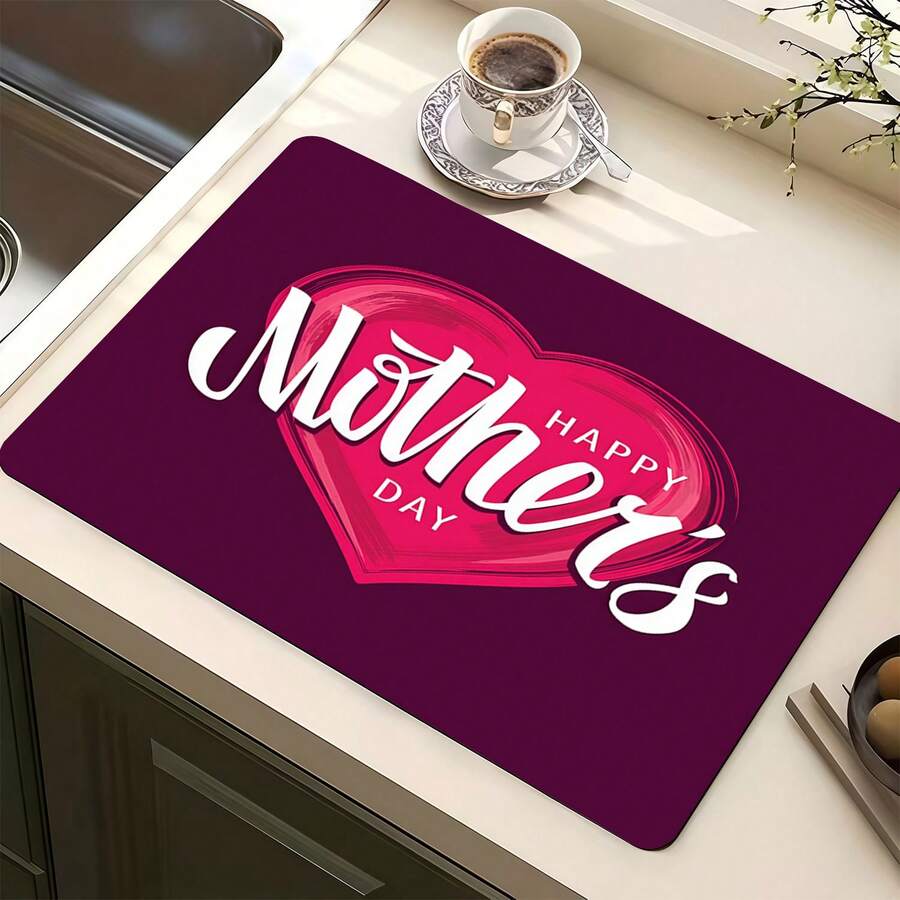 1pc Kitchen Counter Drying Mat, Absorbent Non-Slip Coffee Pad, Heat Resistant Countertop Decor For Coffee Bar, Home Dining Table Decoration, Multiple Styles Available, Mother's Day Home Decor Mat - Qing Ye Picks Up the Light - View 1