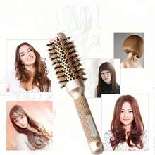 11pcs Gold Ceramic & Aluminum Alloy Hair Brush Set, Ceramic Ionic Technology - Suitable For Blow Drying, Straightening And Creating Curly & Straight Hair - Champagne - View 6