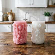 1 pièce Grande bougie parfumée en forme de pilier de fleur de tulipe, décoration d'ornement pour la maison - 1PC - Voir 3