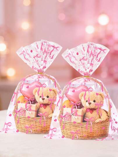 30 piezas Bolsas de regalo de plástico transparente con lazo rosa, bolsas de embalaje para regalos de cumpleaños de niñas, decoraciones de fiesta con lazo rosa, decoraciones de boda, suministros de embalaje para canastas de regalos de baby shower, bolsas de caramelos para revelación de género, suministros de embalaje de regalos para despedida de soltera, suministros de fiesta rosa, bolsas de embalaje para aperitivos, decoración con lazo rosa, bolsas para hornear galletas, bolsas de almacenamiento de frutos secos en la cocina, decoración de habitaciones, decoración del hogar, decoraciones de cumpleaños, regalos de cumpleaños, recuerdos de fiesta