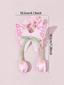 1 pièce Élastique à cheveux tulipe, jolis chouchous pour queue de cheval, papillon fairycore pour filles étudiantes, rentrée scolaire, vie de campus, vacances, accessoire de cheveux fairy girl - Multicolore - Voir 8