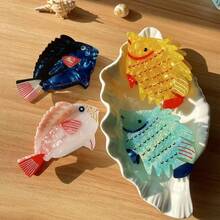 Neue Ozean-Serie Kissing Fish geformte Azetat Haarklammer, Haarklammer Haarspange Haraccessoires für Frauen - Verschiedenfarbig - Übersicht 4