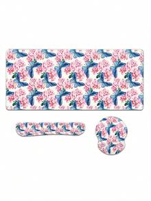 Keyboard Mouse Pad Set, Large Game Mouse Pad And Keyboard Wrist Rest And Mouse Pad With Wrist Rest, Peony Ergonomic Non-Slip Mouse Pad, Suitable For Home Office (Pink) - View 9