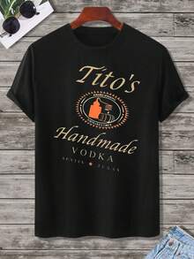 Titos Handmade Vodka Austin Texas T Shirt Men Women Black Cotton Graphic Tee Unisex Casual Wear For Party Drink Lovers Gift Idea - 黑色 - 查看 2