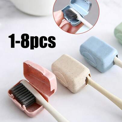 1/4/8 piezas Funda portátil para cabezal de cepillo de dientes, Soporte de cepillo de dientes de viaje, Estuche para cepillo de dientes transpirable y a prueba de polvo para el hogar, Tapa de cepillo de dientes, Protector de cepillo de dientes, Adecuado para uso diario en el hogar, viajes al aire libre, negocios, campamento, vuelta al colegio, decoración del baño, accesorios de viaje de verano, accesorios de baño, suministros para el hogar, organizador de cuidado personal, artículos esenciales de viaje