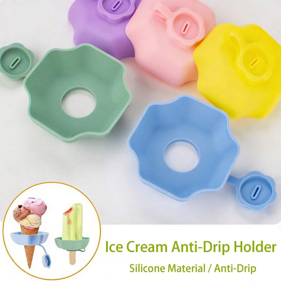 Soporte de silicona para helados | Molde antifugas para polos de hielo, herramienta de asistencia para niños | Bandeja multifuncional para polos de hielo - Multicolor - Ver 1