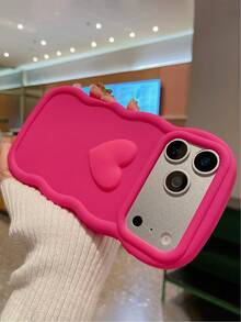 心形手机壳，1个装，紫红色波浪边设计，采用柔软的减震材料制成，提供全面保护，精准开孔，兼容和Galaxy手机 - 玫紅色 - 查看 6